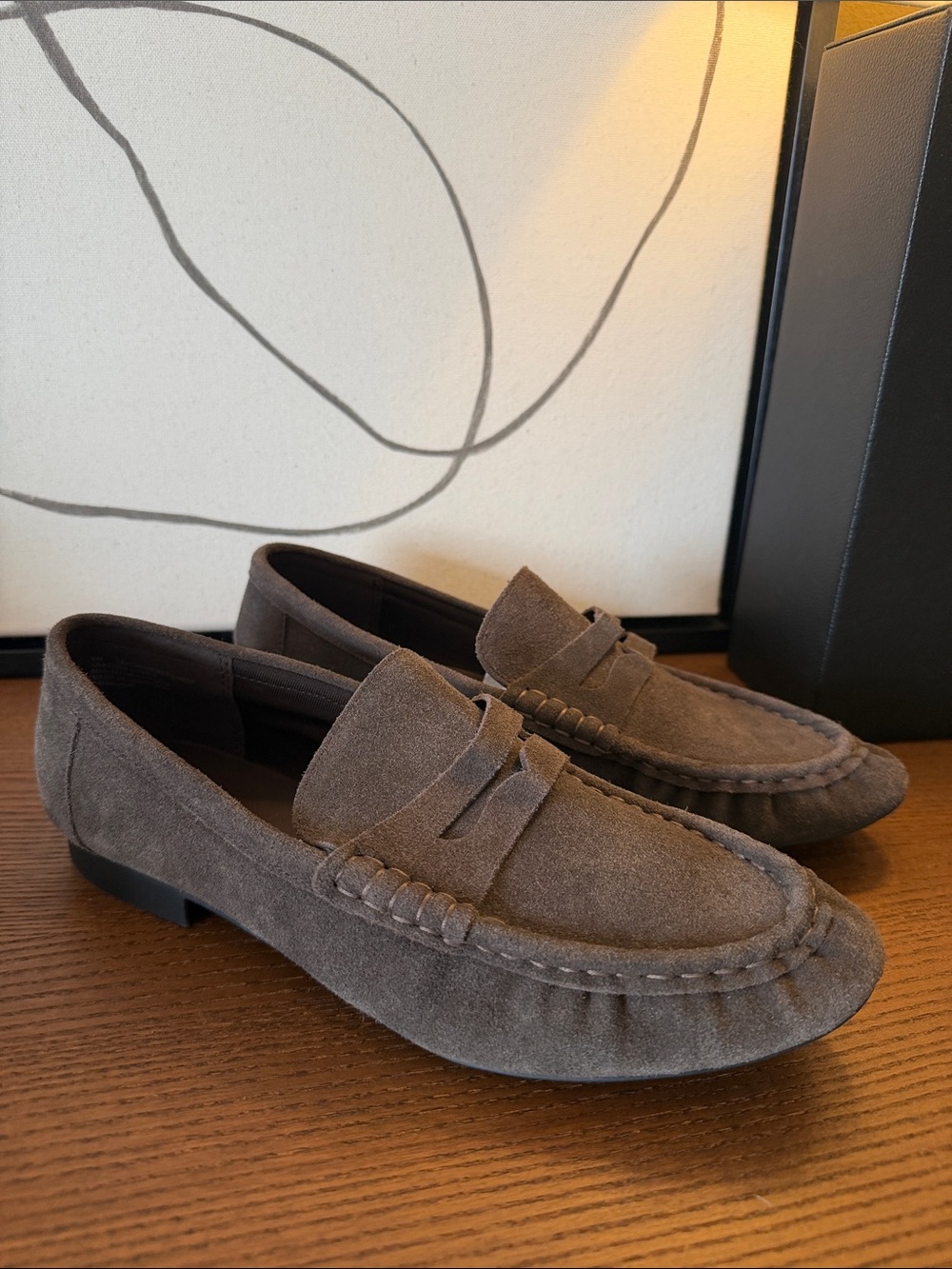 Suede Penny Loafers in Brown